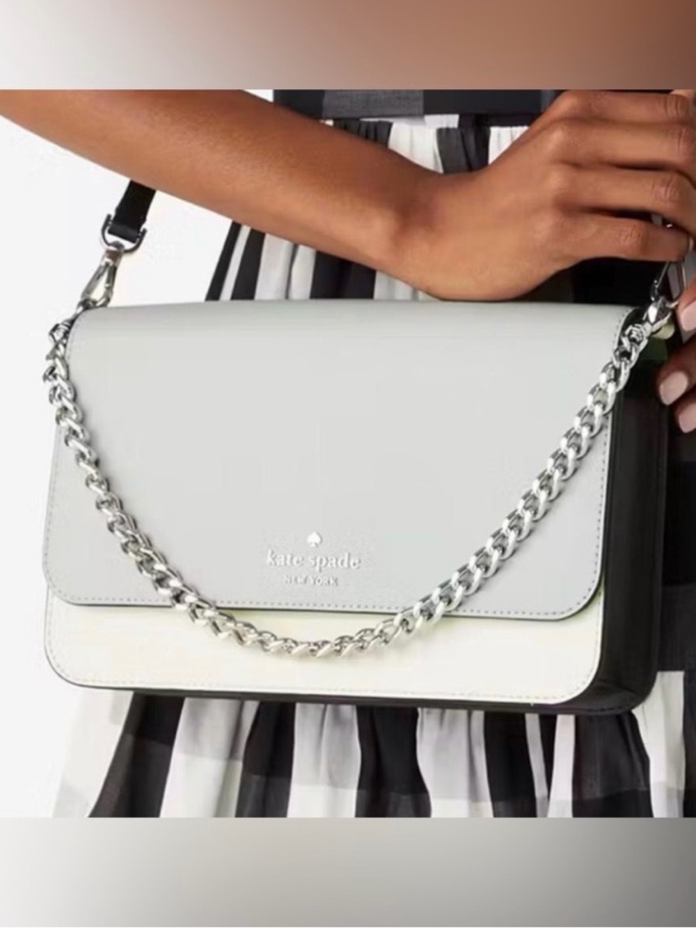 Kate Spade Madison Willow Convertible Crossbody White Gray Black